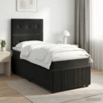 vidaXL Posteľ boxspring s matracom Čierna 80 x 200 cm Zamat