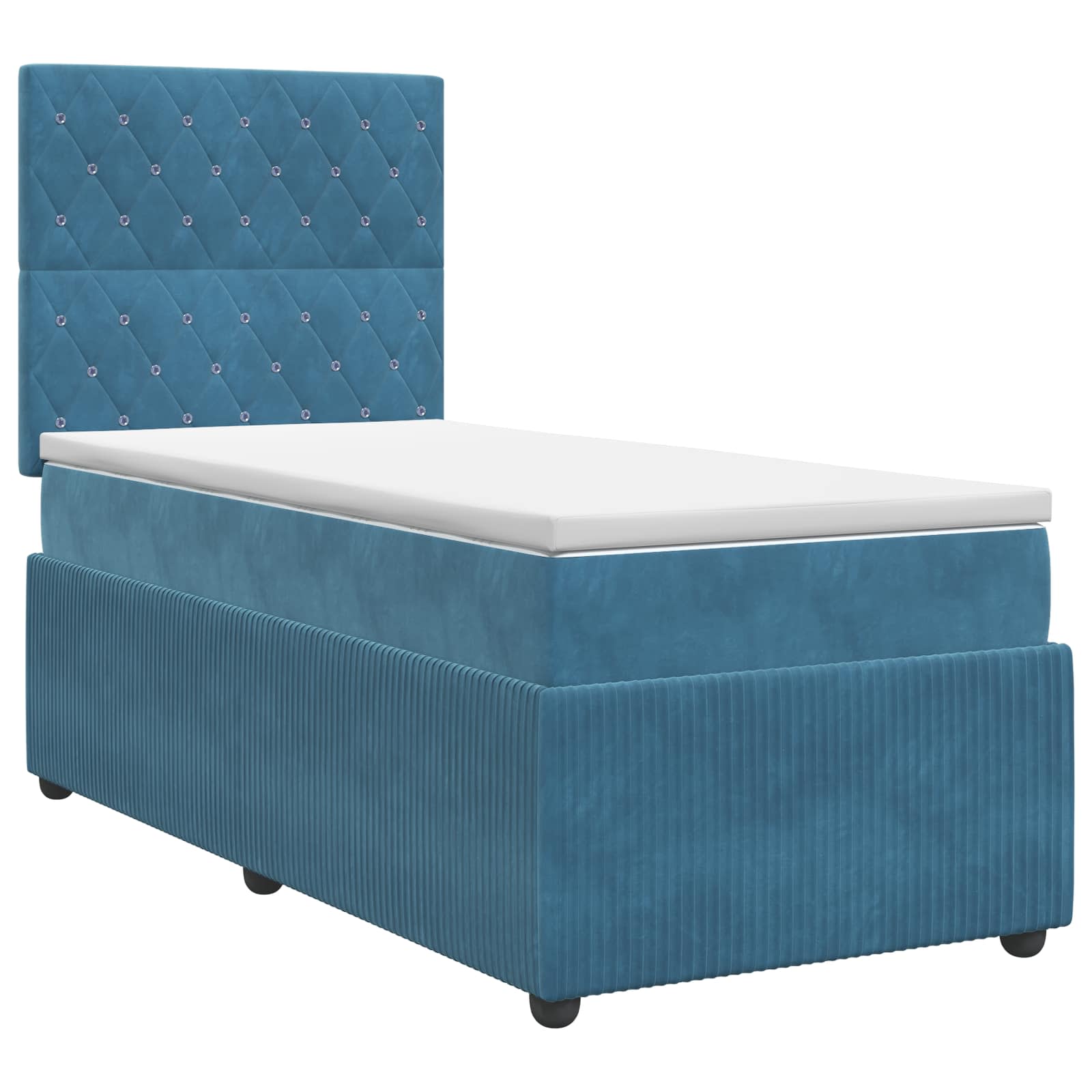 3454509_1.jpg vidaXL Posteľ boxspring s matracom Modrá 90 x 190 cm Zamat – Obrázok 1