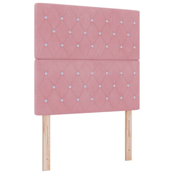 vidaXL Posteľ boxspring s matracom Ružová 90 x 190 cm Zamat – Obrázok 3