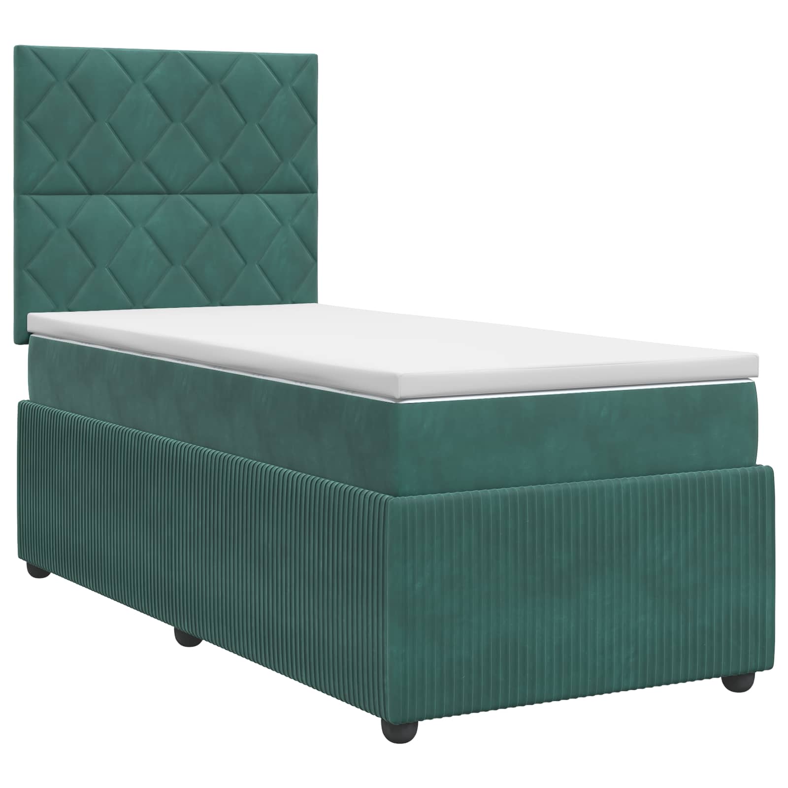 3454520_1.jpg vidaXL Posteľ boxspring s matracom Tmavozelená 90 x 190 cm Zamat – Obrázok 1