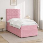 vidaXL Posteľ boxspring s matracom Ružová 90 x 200 cm Zamat