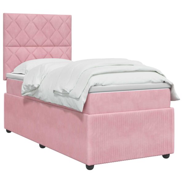 vidaXL Posteľ boxspring s matracom Ružová 90 x 200 cm Zamat – Obrázok 2