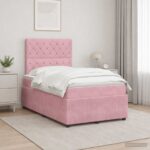 vidaXL Posteľ boxspring s matracom Ružová 120 x 190 cm Zamat – Obrázok 11