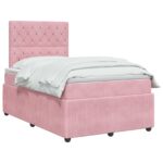 vidaXL Posteľ boxspring s matracom Ružová 120 x 190 cm Zamat – Obrázok 2