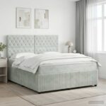vidaXL Posteľ boxspring s matracom Svetlosivá 140 x 190 cm Zamat