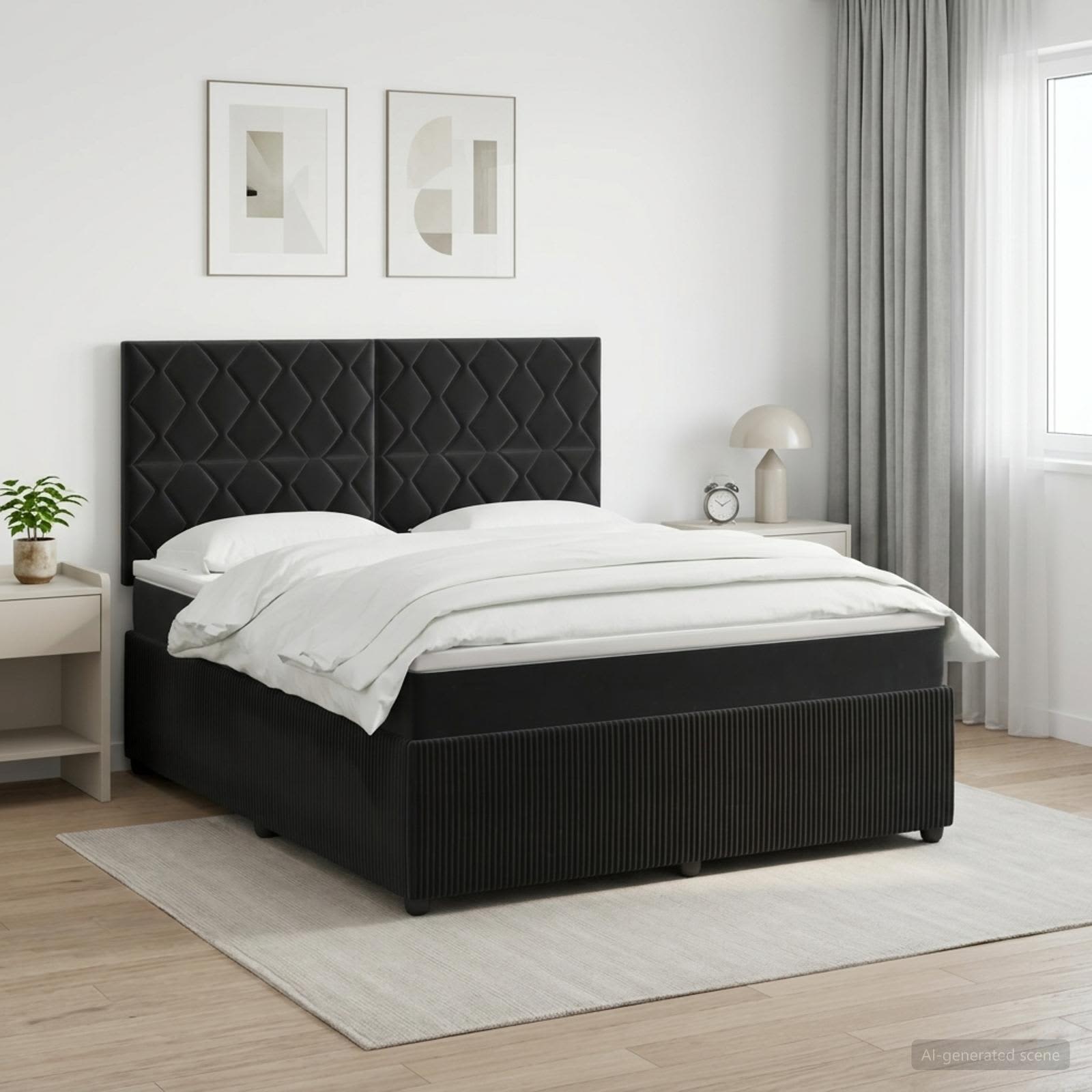 3454609_1.jpg vidaXL Posteľ boxspring s matracom Čierna 140 x 190 cm Zamat – Obrázok 1