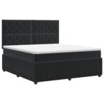 vidaXL Posteľ boxspring s matracom Čierna 140 x 190 cm Zamat – Obrázok 2