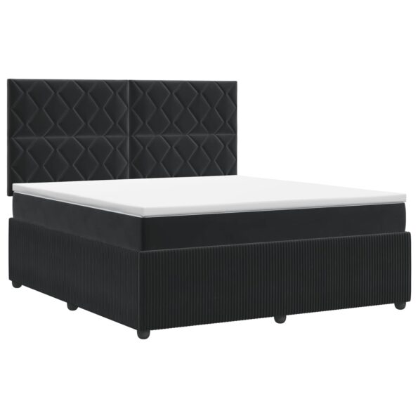 vidaXL Posteľ boxspring s matracom Čierna 140 x 190 cm Zamat – Obrázok 2