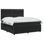 vidaXL Posteľ boxspring s matracom Čierna 140 x 190 cm Zamat – Obrázok 3