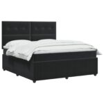 vidaXL Posteľ boxspring s matracom Čierna 160 x 200 cm Zamat – Obrázok 3