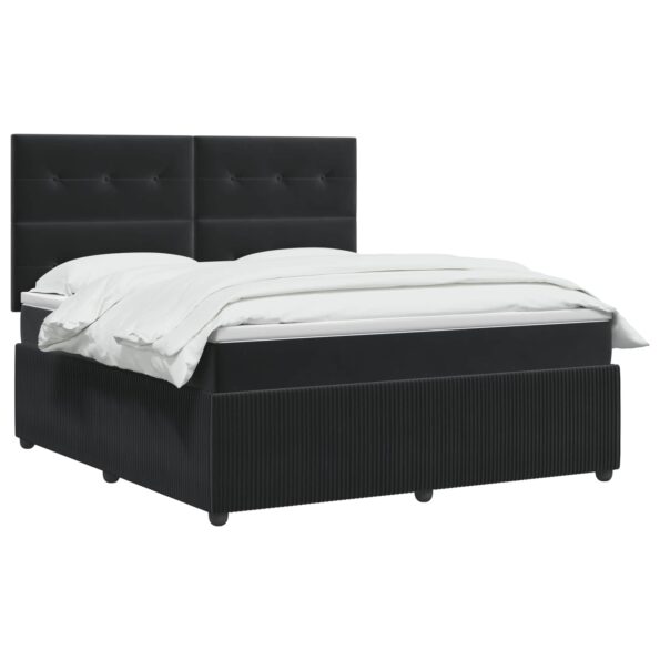 vidaXL Posteľ boxspring s matracom Čierna 160 x 200 cm Zamat – Obrázok 3