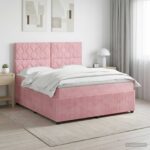 vidaXL Posteľ boxspring s matracom Ružová 180 x 200 cm Zamat – Obrázok 11