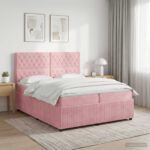 vidaXL Posteľ boxspring s matracom Ružová 200 x 200 cm Zamat