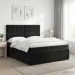 vidaXL Posteľ boxspring s matracom Čierna 200 x 200 cm Zamat
