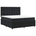 vidaXL Posteľ boxspring s matracom Čierna 200 x 200 cm Zamat – Obrázok 2