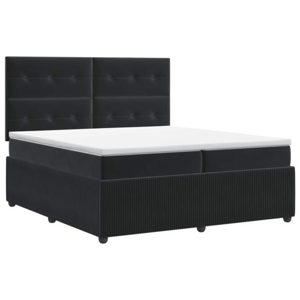 vidaXL Posteľ boxspring s matracom Čierna 200 x 200 cm Zamat – Obrázok 2