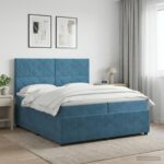 vidaXL Posteľ boxspring s matracom Modrá 200 x 200 cm Zamat