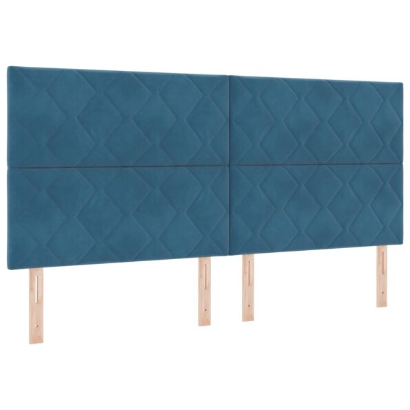 vidaXL Posteľ boxspring s matracom Modrá 200 x 200 cm Zamat – Obrázok 3