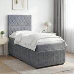 vidaXL Posteľ boxspring s matracom Tmavosivá Jednoduchý Zamat