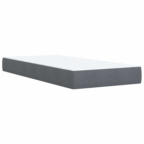 vidaXL Posteľ boxspring s matracom Tmavosivá Jednoduchý Zamat – Obrázok 5