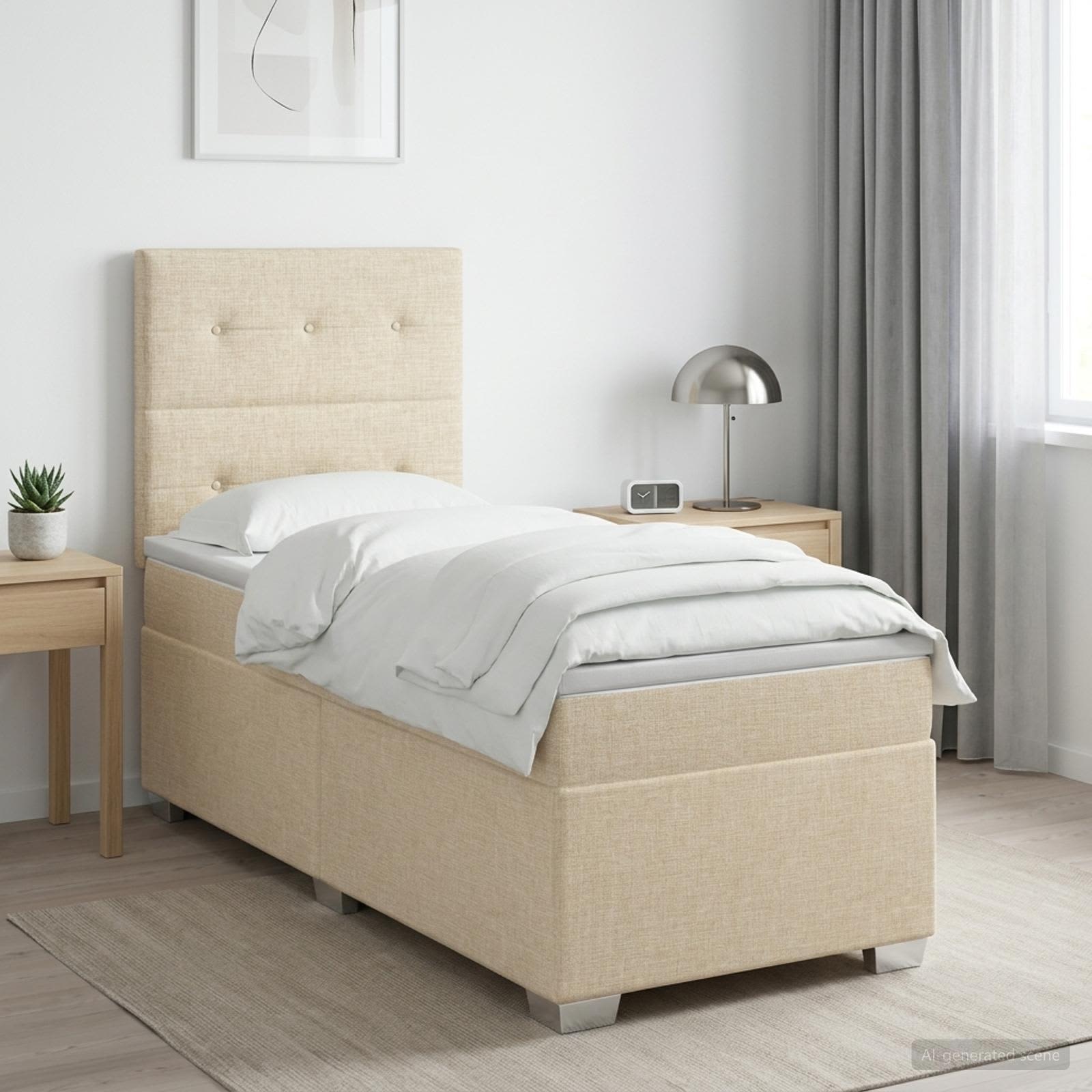 3454745_1.jpg vidaXL Posteľ boxspring s matracom Krémová 80 x 200 cm Látka – Obrázok 1
