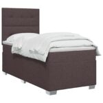 vidaXL Posteľ boxspring s matracom Tmavohnedá 90 x 200 cm Látka – Obrázok 2