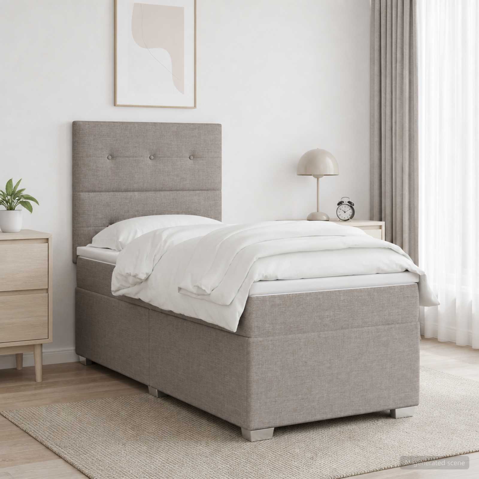3454807_1.jpg vidaXL Posteľ boxspring s matracom Sivohnedá 100 x 200 cm Látka – Obrázok 1