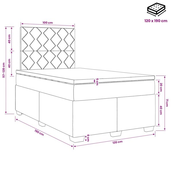 vidaXL Posteľ boxspring s matracom Krémová 120 x 190 cm Látka – Obrázok 11