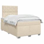 vidaXL Posteľ boxspring s matracom Krémová 120 x 190 cm Látka – Obrázok 2