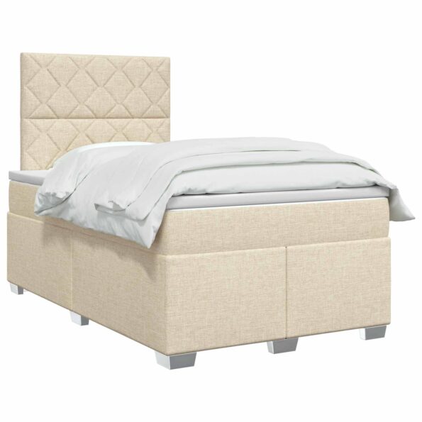 vidaXL Posteľ boxspring s matracom Krémová 120 x 190 cm Látka – Obrázok 2