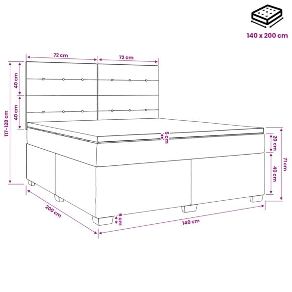 vidaXL Posteľ boxspring s matracom Čierna 140 x 200 cm Látka – Obrázok 11