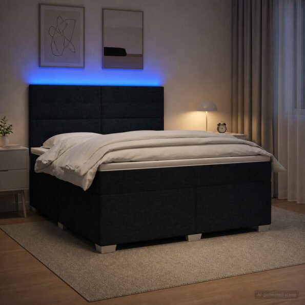 vidaXL Posteľ boxspring s matracom Čierna 140 x 200 cm Látka – Obrázok 4