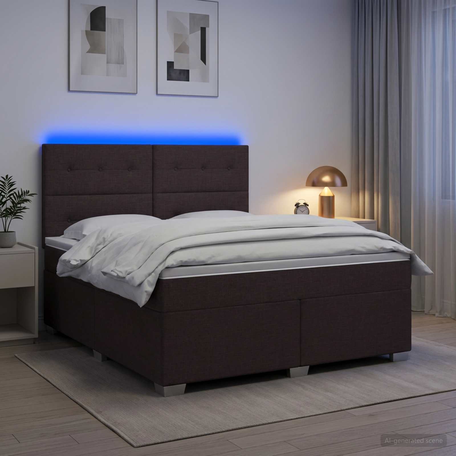 3454911_1.jpg vidaXL Posteľ boxspring s matracom Tmavohnedá 160 x 200 cm Látka – Obrázok 1