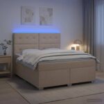 vidaXL Posteľ boxspring s matracom Krémová 160 x 200 cm Látka