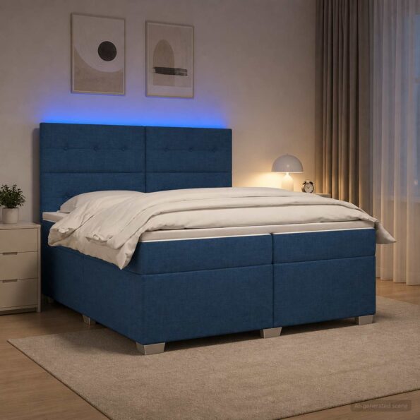 vidaXL Posteľ boxspring s matracom Modrá 200 x 200 cm Látka – Obrázok 13