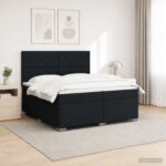 vidaXL Posteľ boxspring s matracom Čierna 200 x 200 cm Látka – Obrázok 12