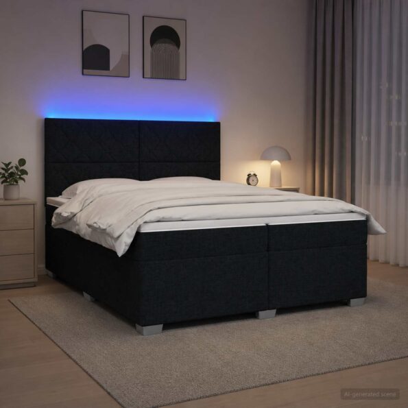 vidaXL Posteľ boxspring s matracom Čierna 200 x 200 cm Látka – Obrázok 13