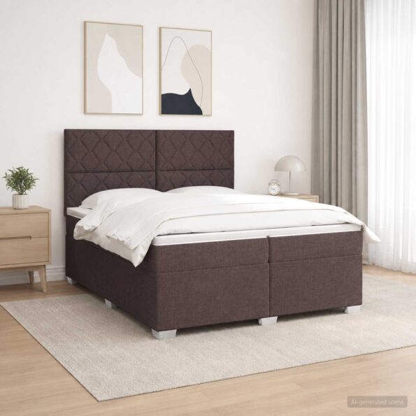 vidaXL Posteľ boxspring s matracom Tmavohnedá 200 x 200 cm Látka – Obrázok 12