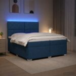 vidaXL Posteľ boxspring s matracom Modrá 200 x 200 cm Látka – Obrázok 13