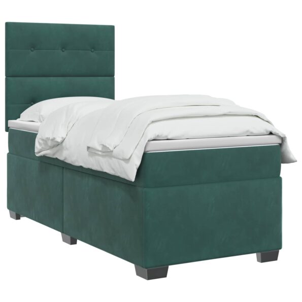vidaXL Posteľ boxspring s matracom Tmavozelená 80 x 200 cm Zamat – Obrázok 2