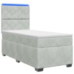 vidaXL Posteľ boxspring s matracom Svetlosivá 90 x 190 cm Zamat