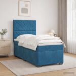 vidaXL Posteľ boxspring s matracom Modrá 90 x 190 cm Zamat
