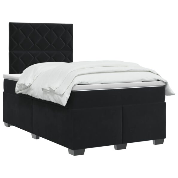 vidaXL Posteľ boxspring s matracom Čierna 120 x 190 cm Zamat – Obrázok 2