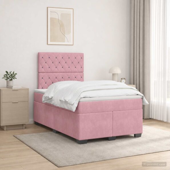 vidaXL Posteľ boxspring s matracom Ružová 120 x 200 cm Zamat – Obrázok 12