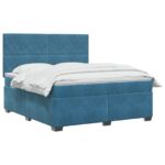vidaXL Posteľ boxspring s matracom Modrá 140 x 190 cm Zamat – Obrázok 2