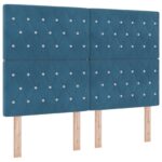 vidaXL Posteľ boxspring s matracom Modrá 140 x 190 cm Zamat – Obrázok 3