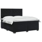 vidaXL Posteľ boxspring s matracom Čierna 140 x 190 cm Zamat – Obrázok 2