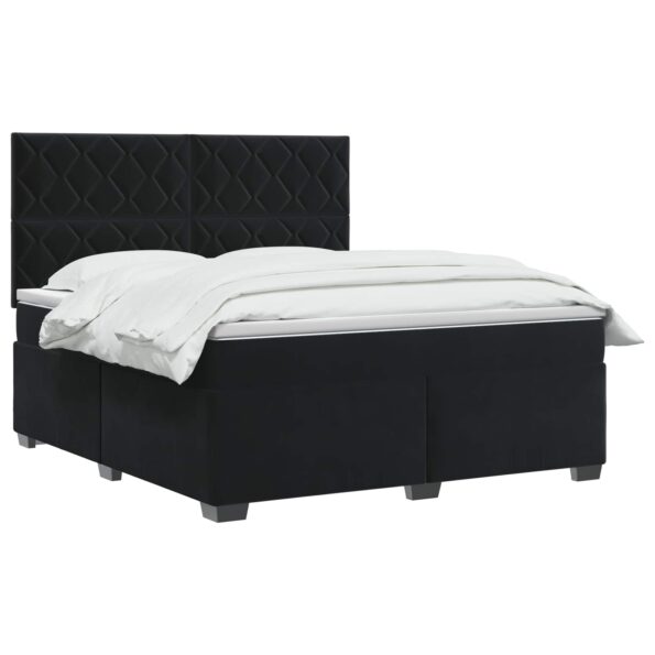 vidaXL Posteľ boxspring s matracom Čierna 140 x 190 cm Zamat – Obrázok 2