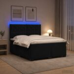 vidaXL Posteľ boxspring s matracom Čierna 140 x 200 cm Zamat