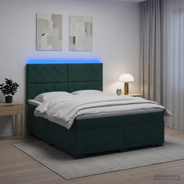 vidaXL Posteľ boxspring s matracom Tmavozelená 140 x 200 cm Zamat – Obrázok 11